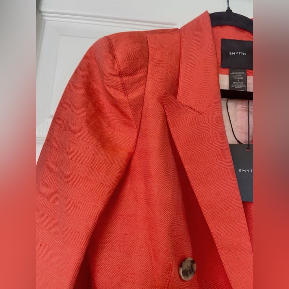 NWT $725 Smythe Cropped-Sleeve Linen Silk Pagoda Blazer - Picture 4 of 6